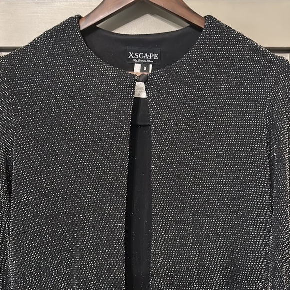 Xscape Beaded Formal Jacket Black Metallic Single Button Size Small - Picture 4 of 11